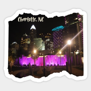 Cool photography of Charlotte North Carolina skyline pink sky sunset USA city break Sticker